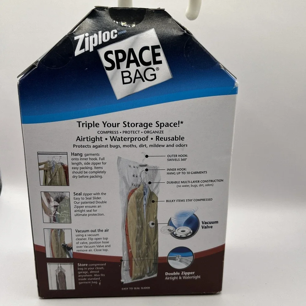 Ziploc Space Bag Hanging Vacuum Seal Storage Bag Suit Size 27.75x41 Vintage 2012